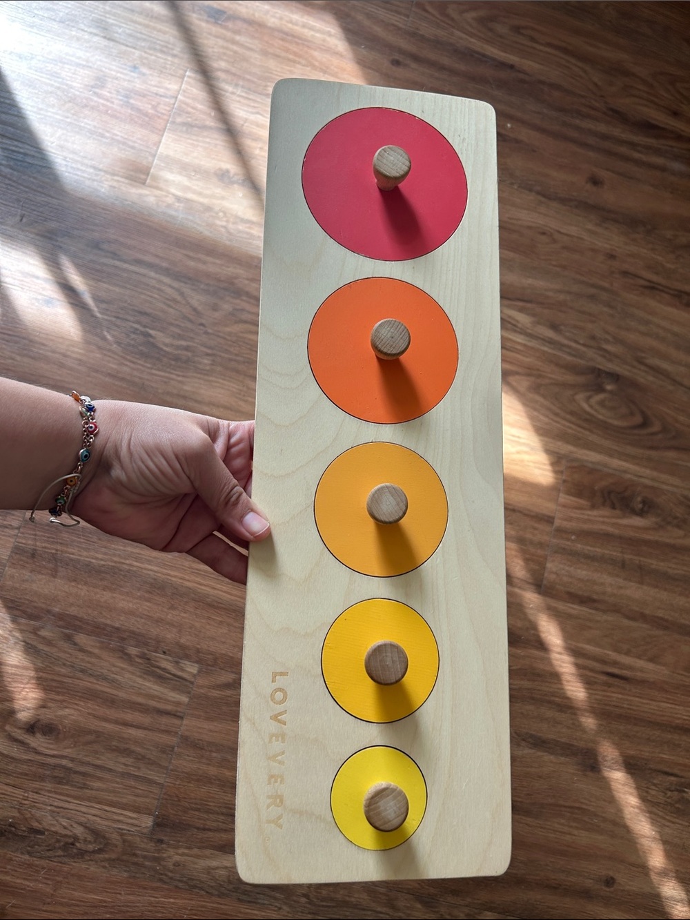 Lovevery Wooden Color Puzzle - Red, Orange, Yellow